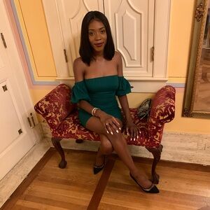 Forever 21 Green Off-Shoulder Mini Dress